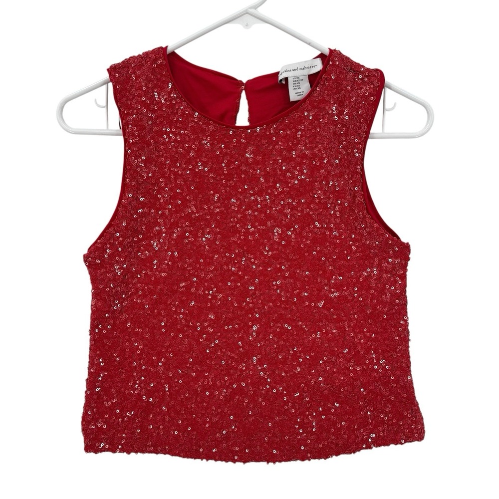 Cupcakes and Cashmere Sequin Tank Top Womens XS Red Sleeveless Sparkle Party NWT